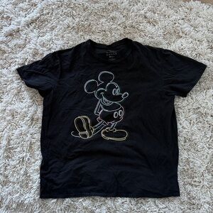 Disney Black Neon Outline Mickey Mouse  Tee